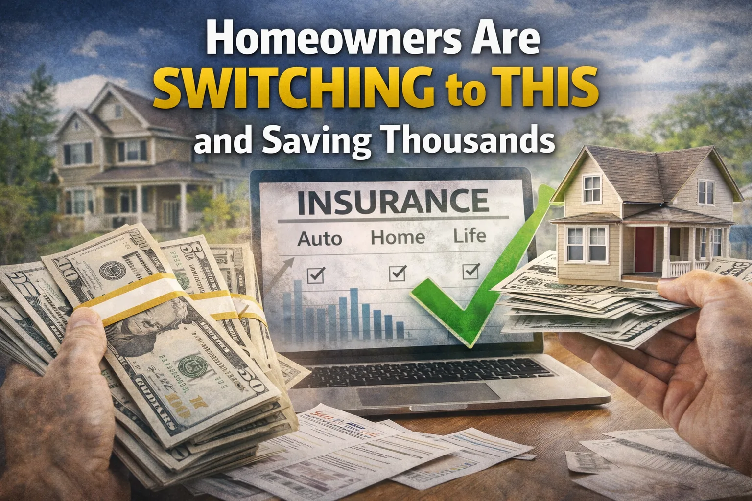 Homeowners saving money concept